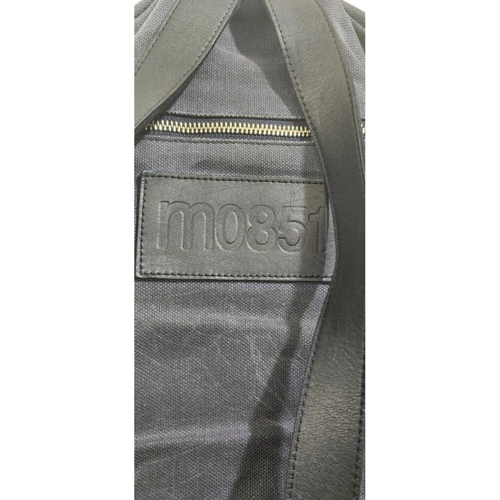 M0851 Leather & Canvas Backpack Black/ Blue